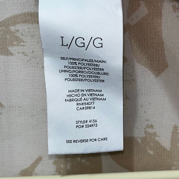 Cabi Sheer Beige Leaf Print Two Piece Peasant Blouse & Tank Set Size Large - Picture 7 of 8